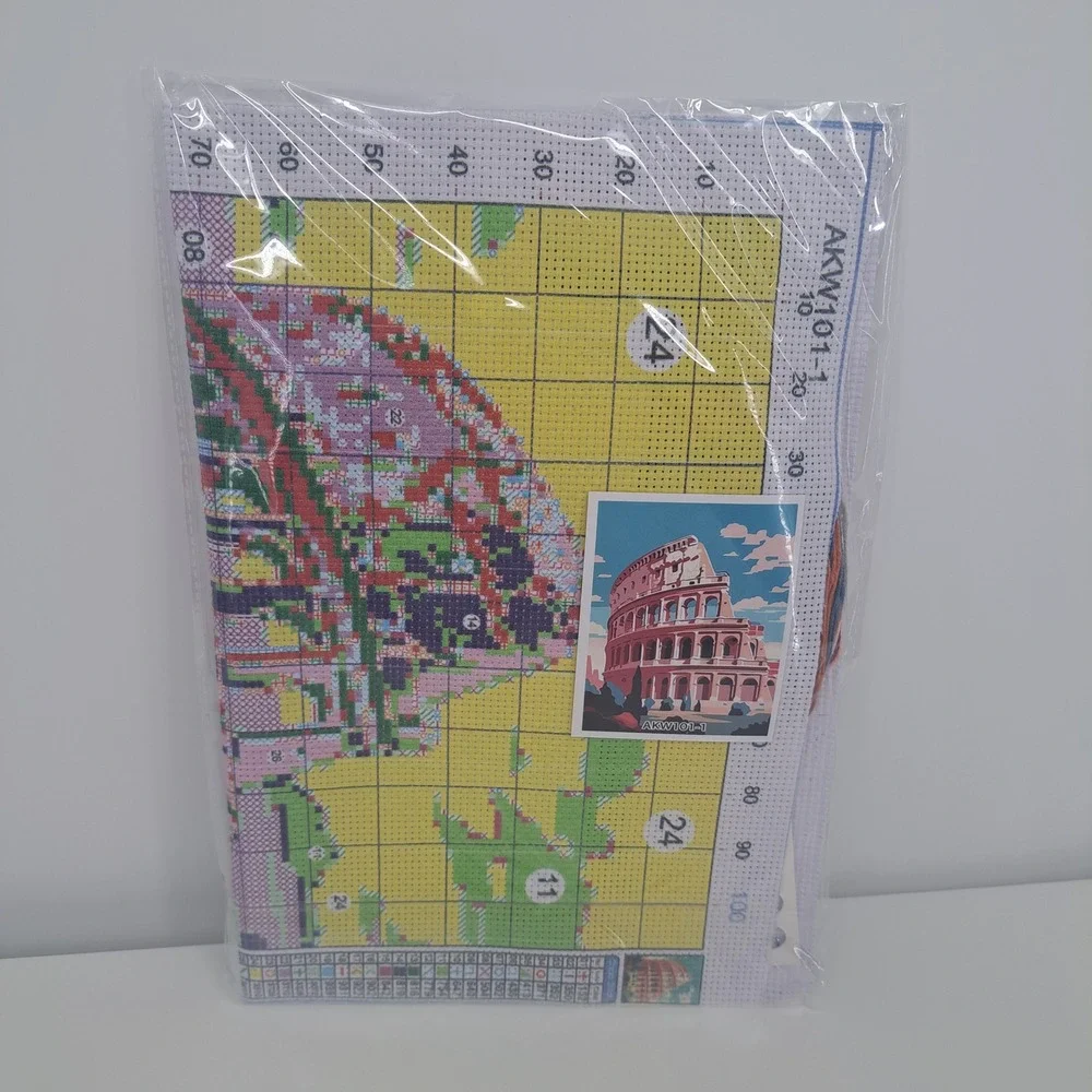 Colosseum Rome Italy Stamped Cross Stitch Kit AKW101-1 DIY Needlepoint Art Craft